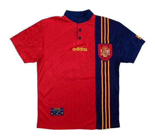 1996 Spain Retro Jersey (EURO PATCHES)