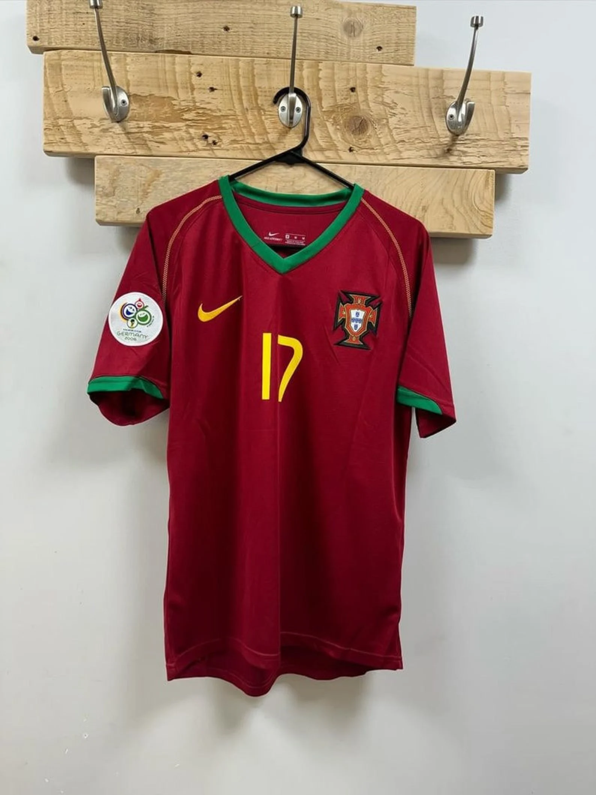 2006 Portugal Retro Jersey (WC PATCHES)