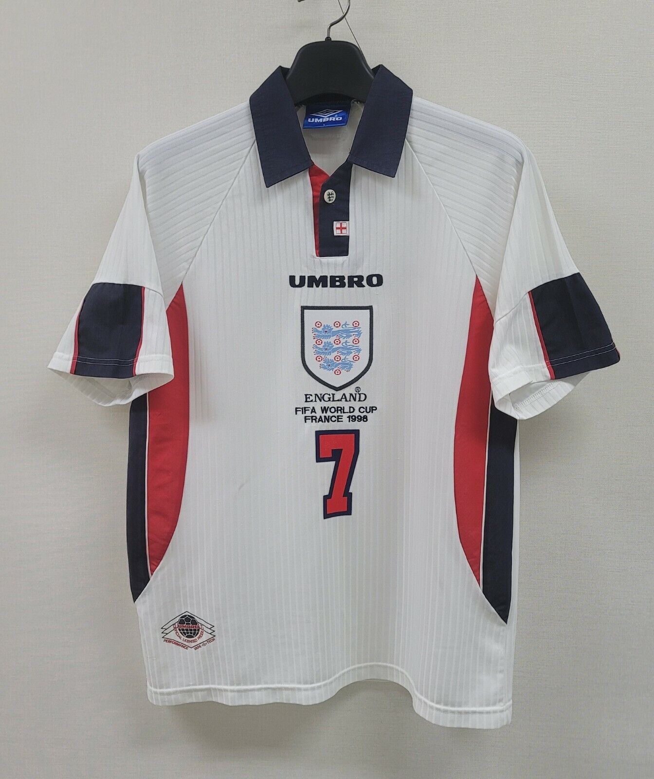 1998 England Retro Jersey (WC PATCHES)